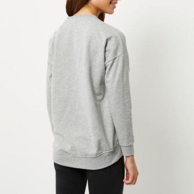 Grey long sleeved frill detail sweatshirt